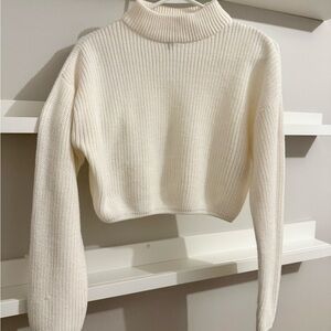 H&M Cream Ribbed Turtleneck Sweater